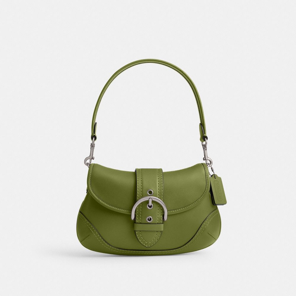 Coach Soho Bag In Regenerative Leather Silver/Dark Lime | COH864732
