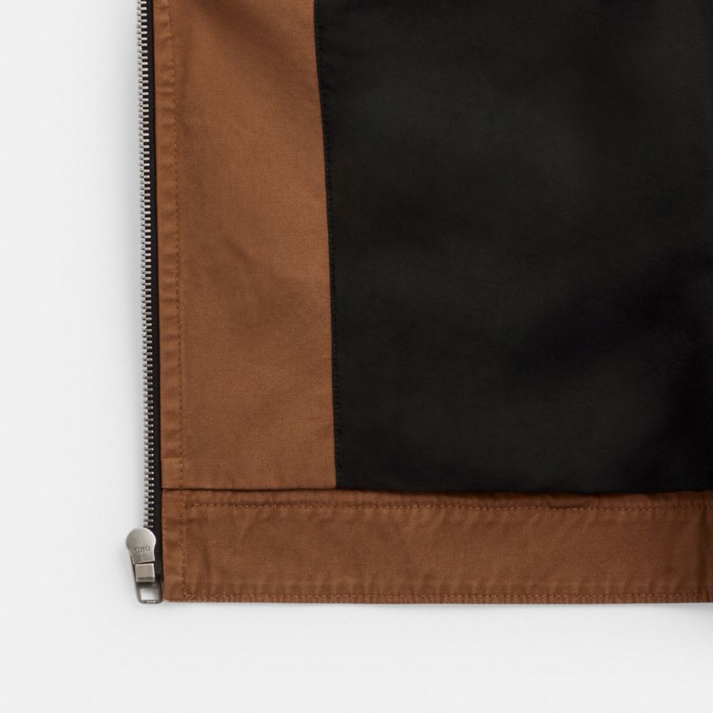 Coach Solid Lightweight Jacket In Regenerative Cotton Brown | COH866878