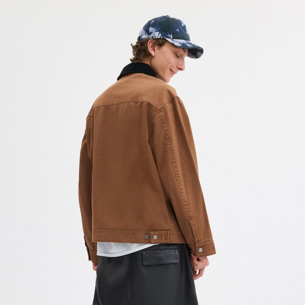 Coach Solid Lightweight Jacket In Regenerative Cotton Brown | COH866878