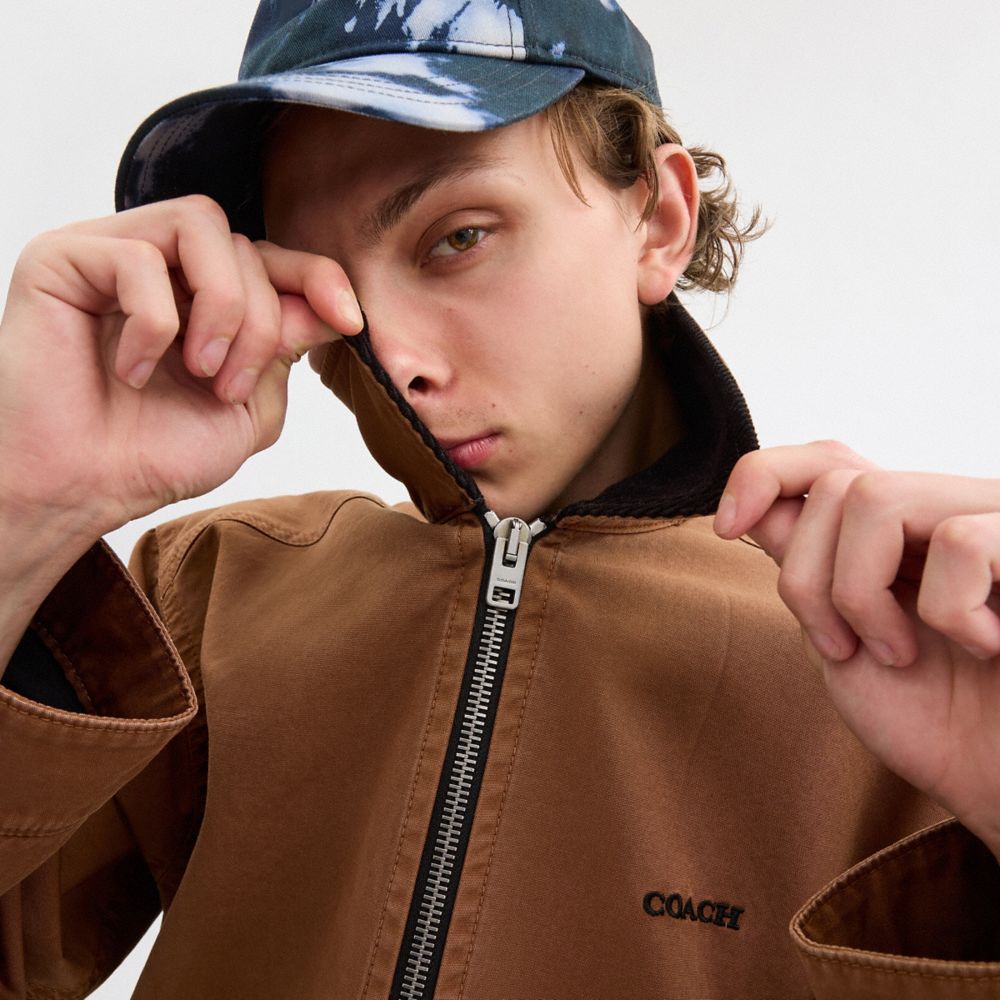 Coach Solid Lightweight Jacket In Regenerative Cotton Brown | COH866878