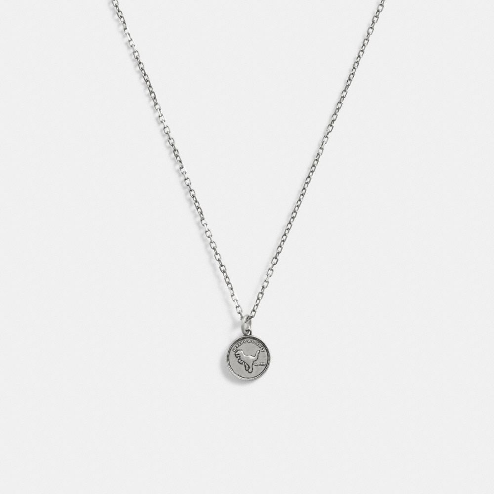 Coach Sterling Silver Coin Pendant Necklace Silver | COH867019