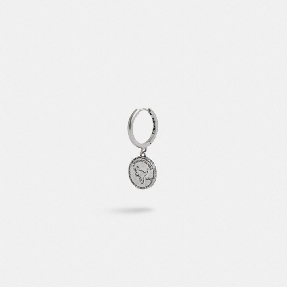 Coach Sterling Silver Coin Single Huggie Earring Silver | COH867021