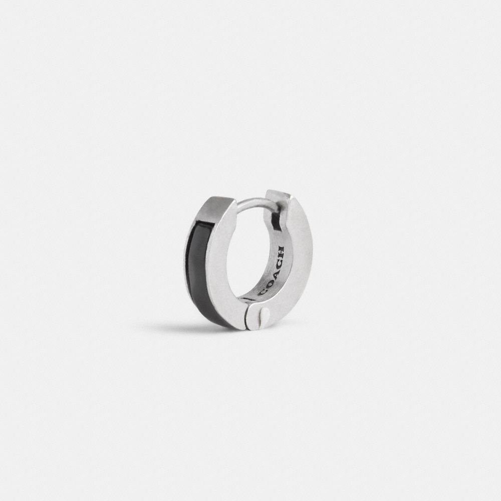 Coach Sterling Silver Hoop Earring Silver/Black | COH867022