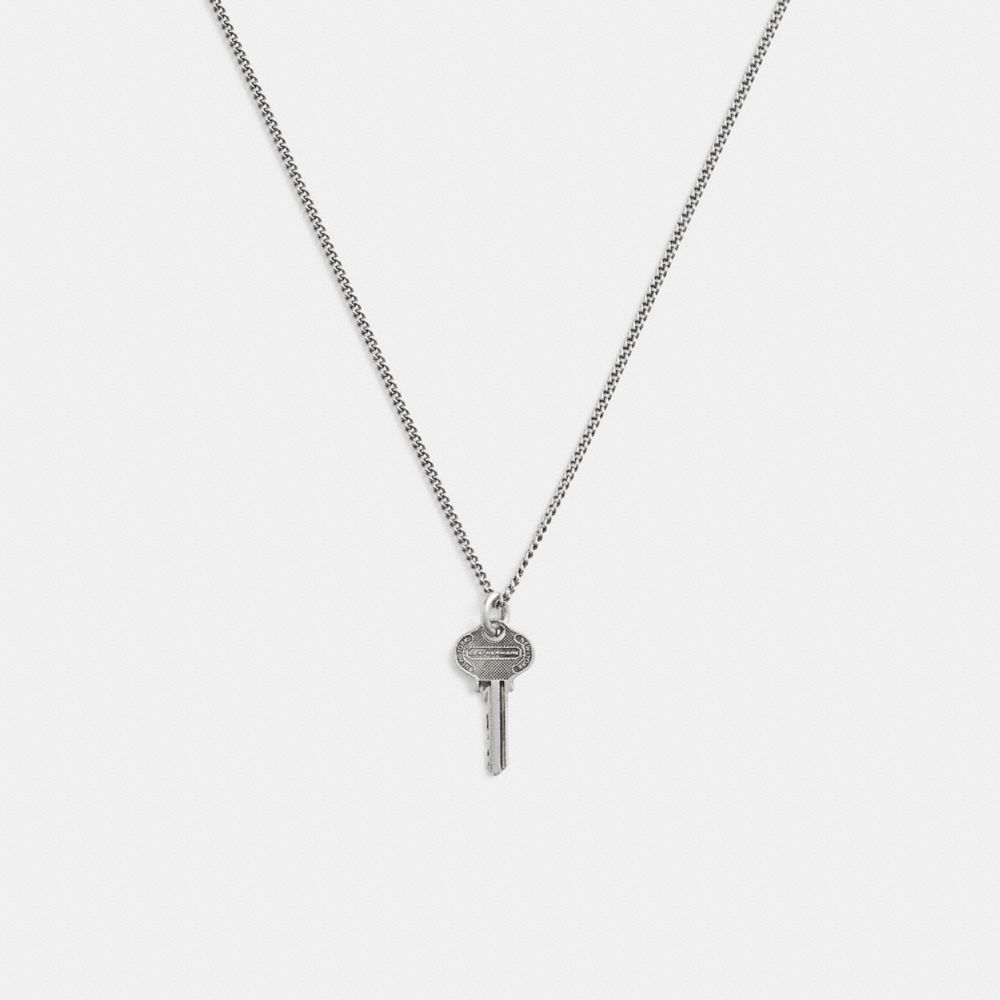 Coach Sterling Silver Key Pendant Necklace Silver | COH867010