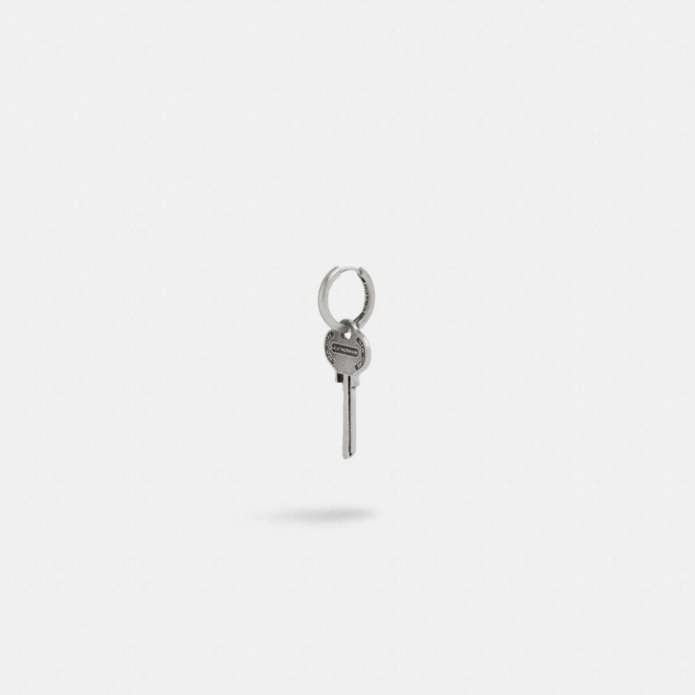 Coach Sterling Silver Key Single Huggie Earring Silver | COH867028