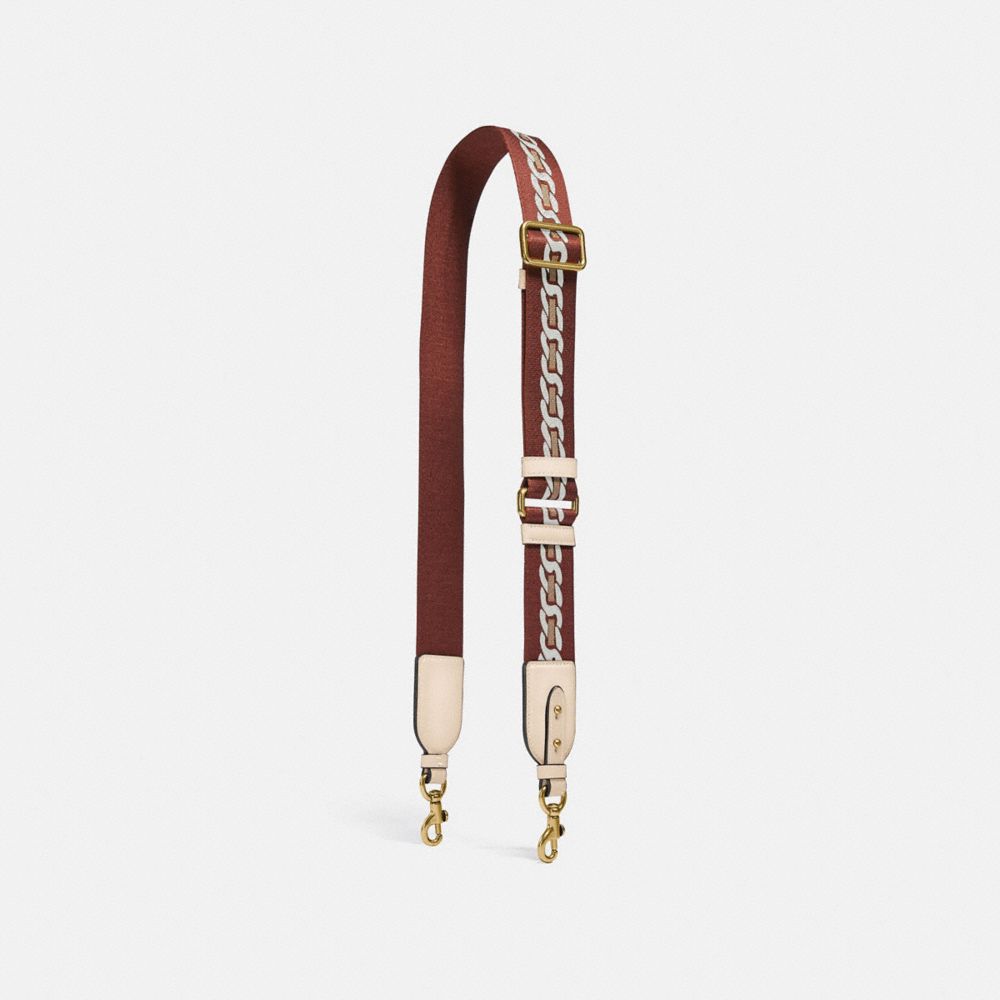 Coach Strap With Chain Stripe Brass/Ivory | COH866460