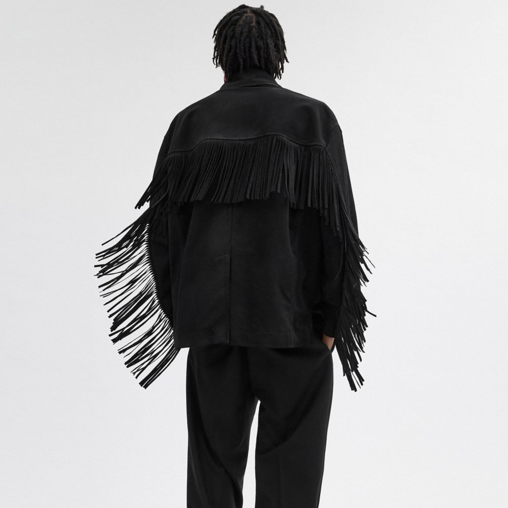Coach Suede Fringe Jacket Black | COH866875