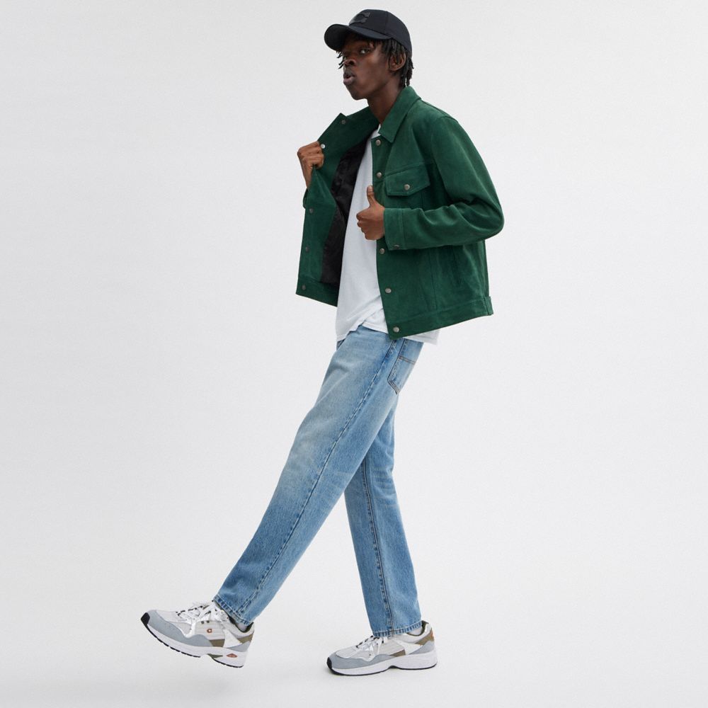 Coach Suede Leather Jacket Green | COH866857