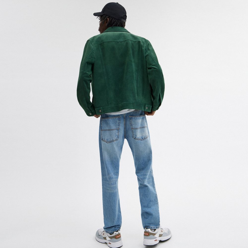 Coach Suede Leather Jacket Green | COH866857