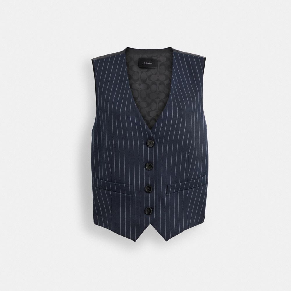 Coach Suit Vest Navy/White | COH865980