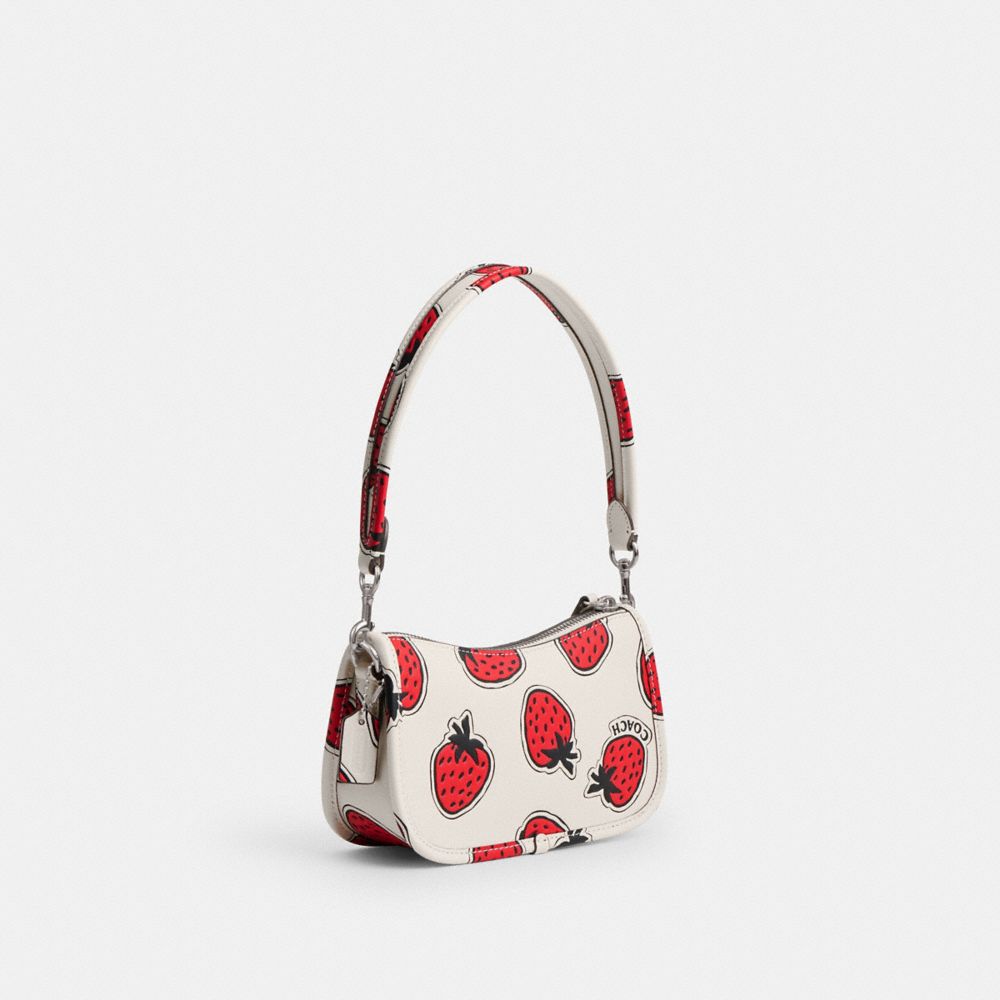 Coach Swinger Bag 20 With Strawberry Print Glovetanned Leather/Silver/Chalk Multi | COH864933