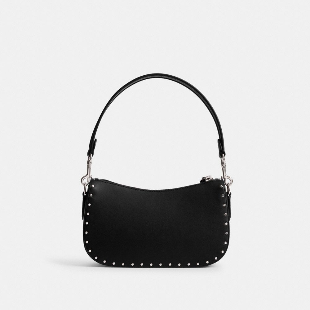 Coach Swinger Bag With Rivets Silver/Black | COH865391
