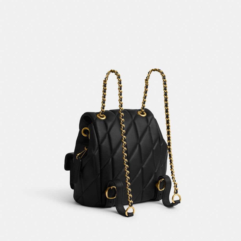 Coach Tabby Backpack With Quilting Nappa Leather/Brass/Black | COH865459