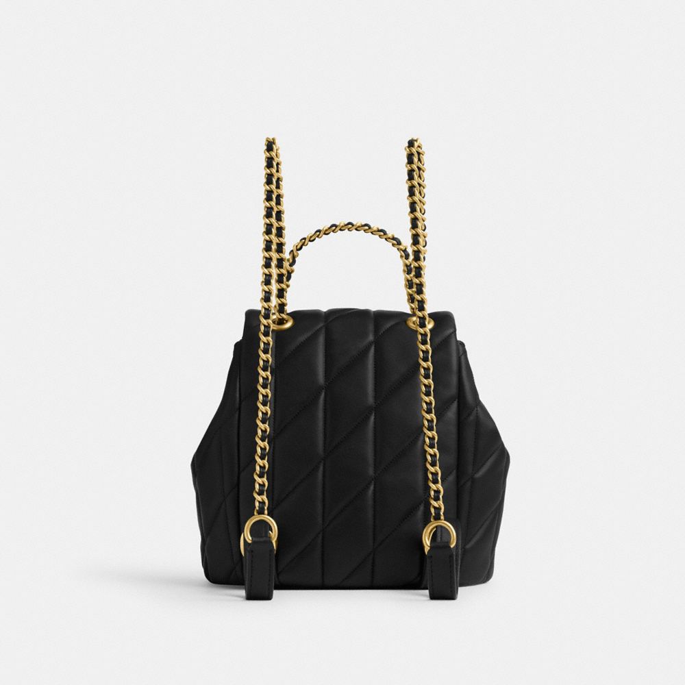 Coach Tabby Backpack With Quilting Nappa Leather/Brass/Black | COH865459