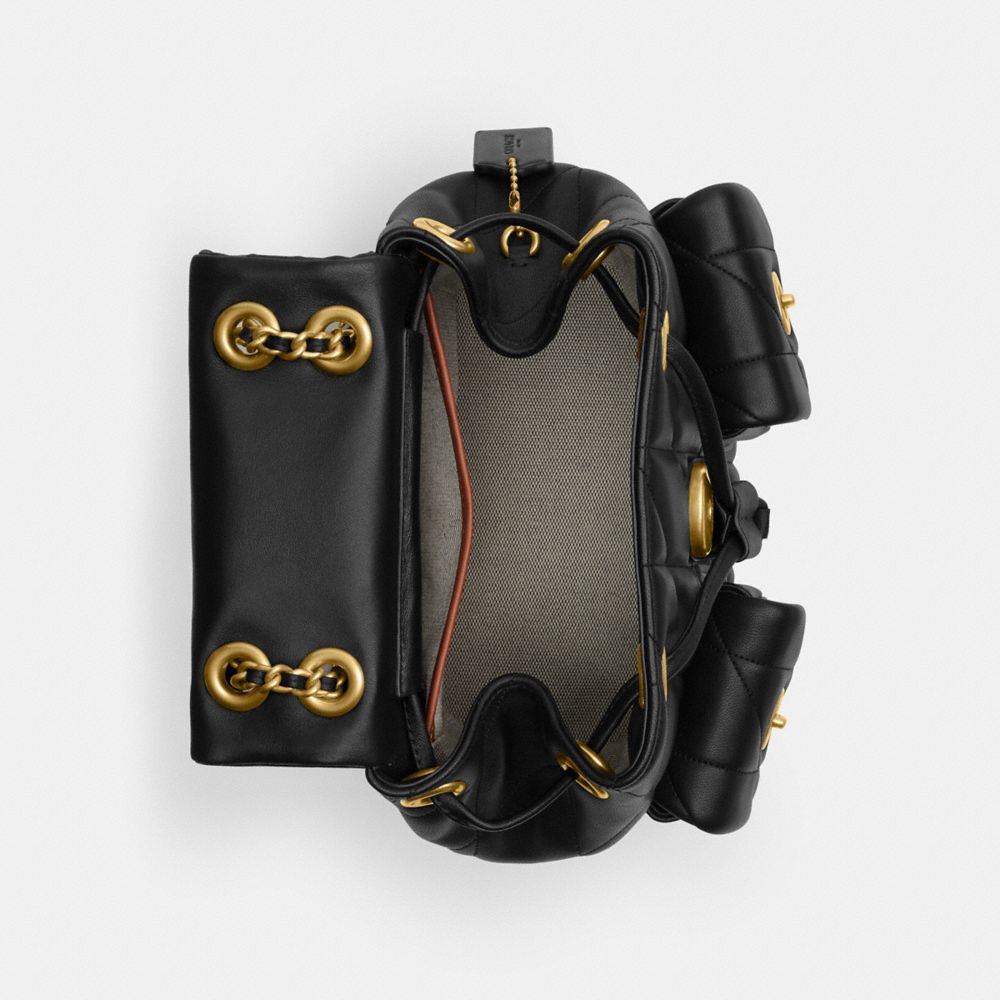 Coach Tabby Backpack With Quilting Nappa Leather/Brass/Black | COH865459