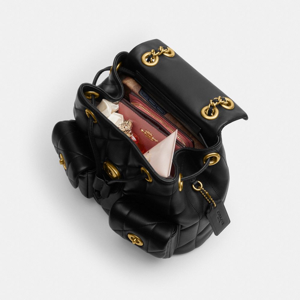 Coach Tabby Backpack With Quilting Nappa Leather/Brass/Black | COH865459