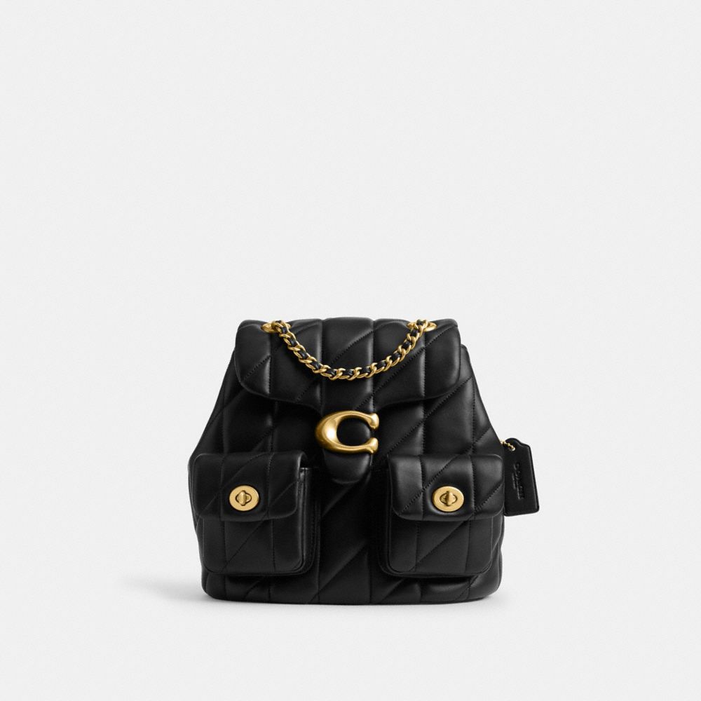 Coach Tabby Backpack With Quilting Nappa Leather/Brass/Black | COH865459