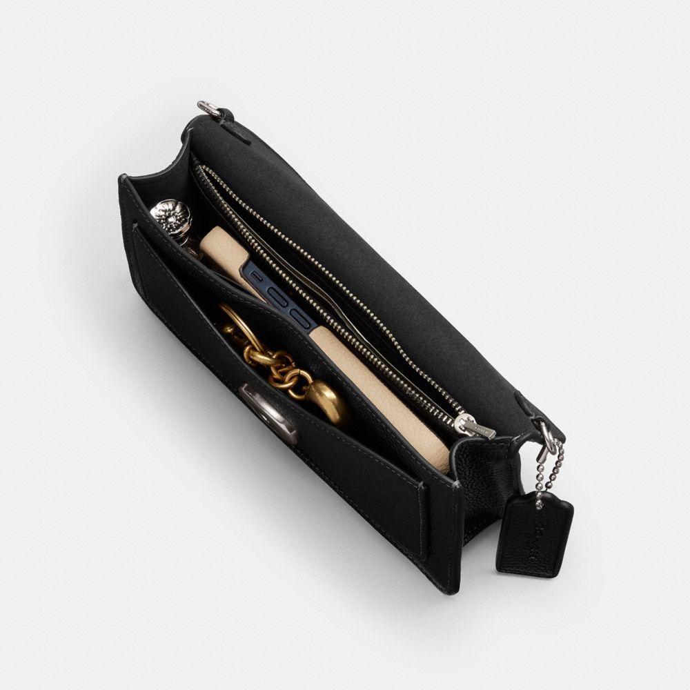 Coach Tabby Chain Clutch Polished Pebble Leather/Silver/Black | COH865214