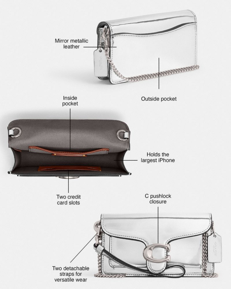 Coach Tabby Crossbody In Silver Metallic Metallic Leather/Silver/Silver | COH865642