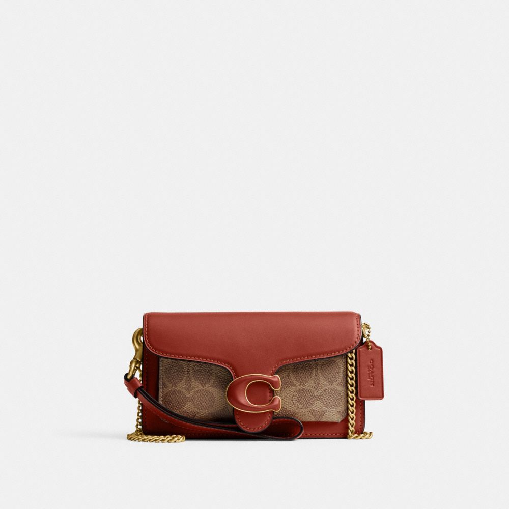 Coach Tabby Crossbody Wristlet In Signature Canvas Canvas/Brass/Tan/Rust | COH865639