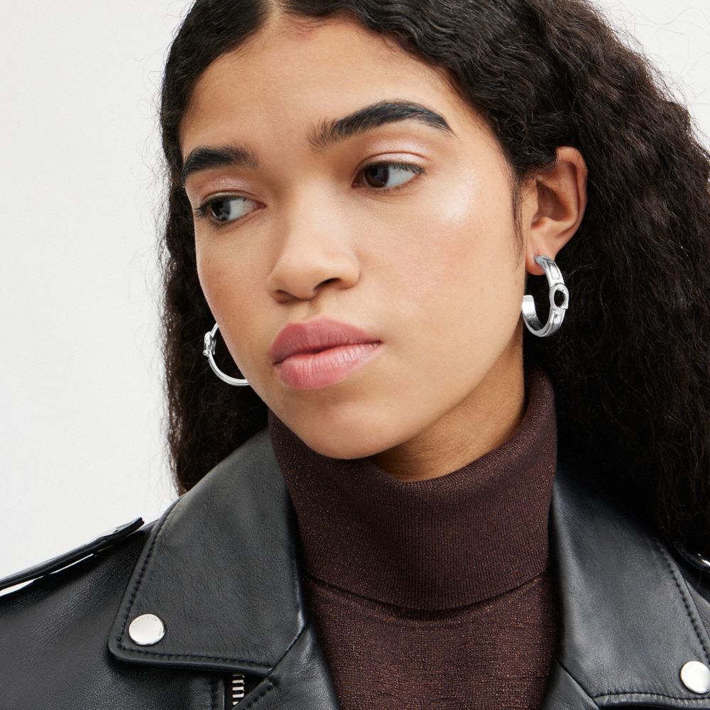 Coach Tabby Hoop Earrings Silver | COH866106
