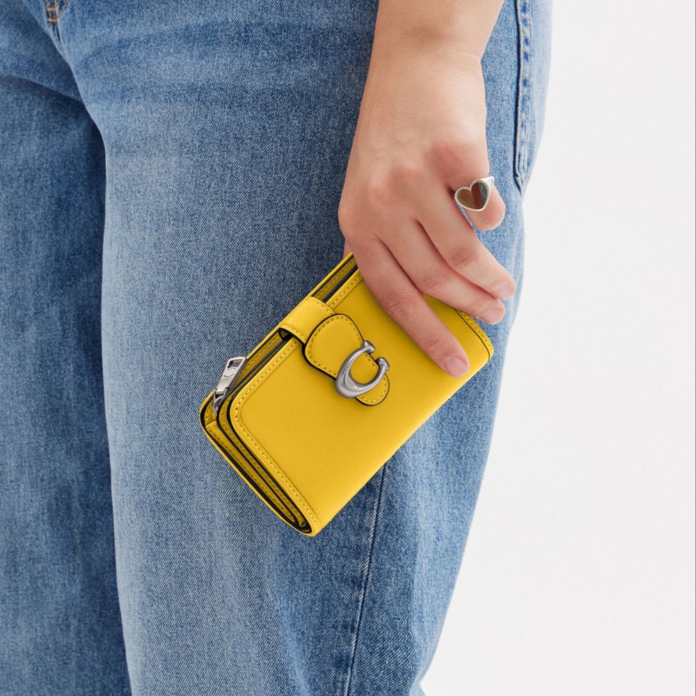 Coach Tabby Medium Wallet Smooth Leather/Silver/Canary | COH865484