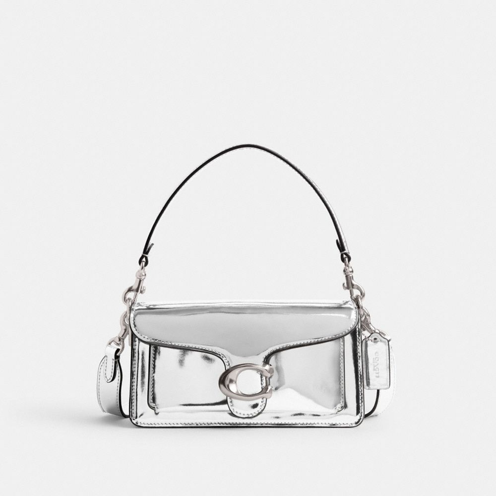Coach Tabby Shoulder Bag 20 In Metallic Metallic Leather/Silver/Silver | COH865379