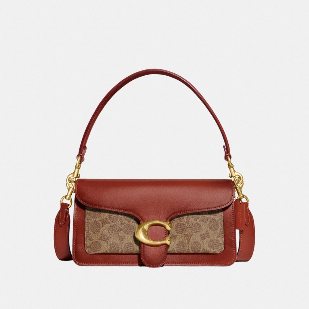 Coach Tabby Shoulder Bag 26 In Signature Canvas Brass/Tan/Rust | COH864895