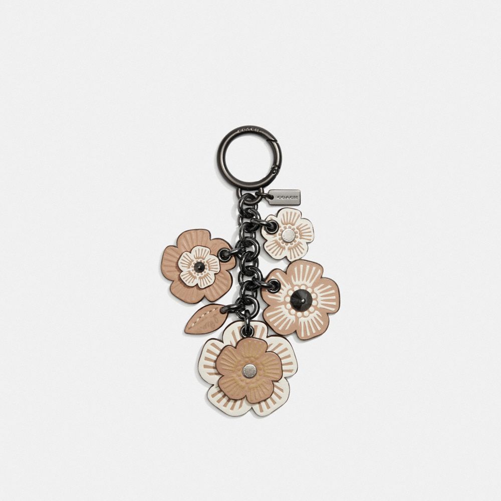 Coach Tea Rose Mix Bag Charm Black/Chalk | COH866464