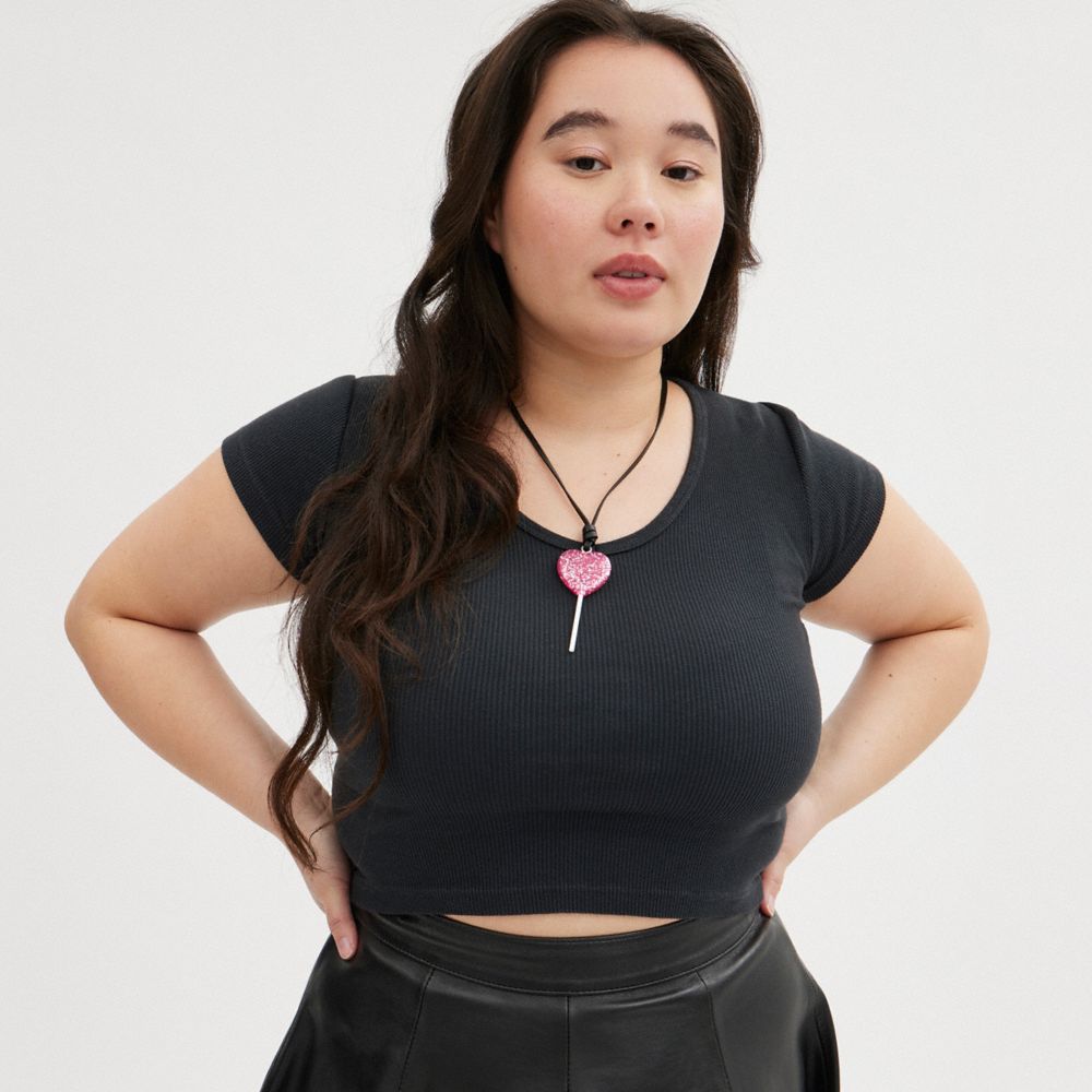 Coach The Lil Nas X Drop Heart Lollipop Necklace Silver/Pink | COH866115