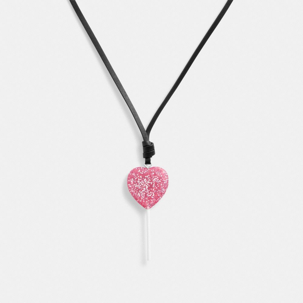 Coach The Lil Nas X Drop Heart Lollipop Necklace Silver/Pink | COH866115