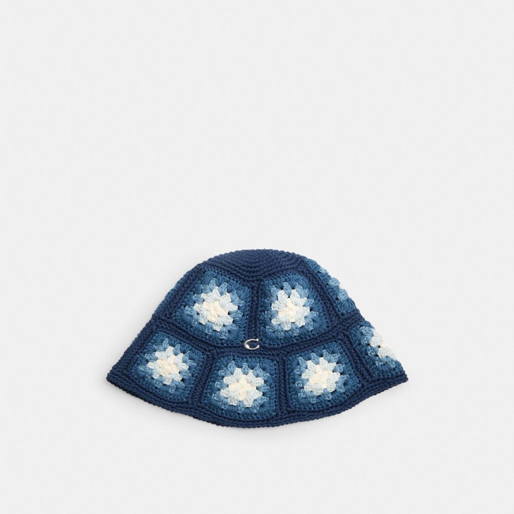 Coach Tie Dye Crochet Bucket Hat Blue | COH866420