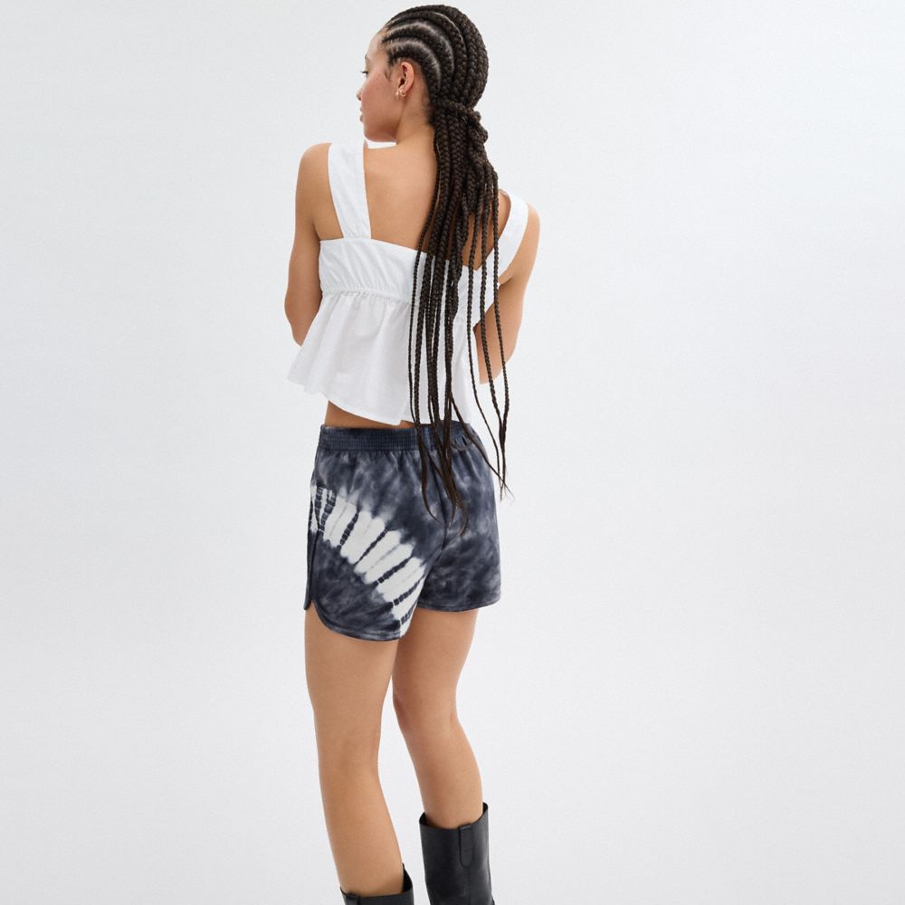 Coach Tie Dye Retro Shorts In Organic Cotton Navy Multi | COH866043