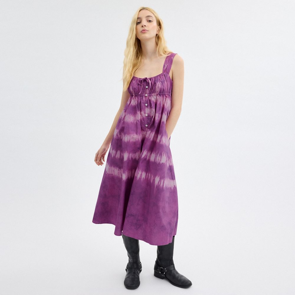 Coach Tie Dye Sleeveless Dress In Organic Cotton Purple | COH866069