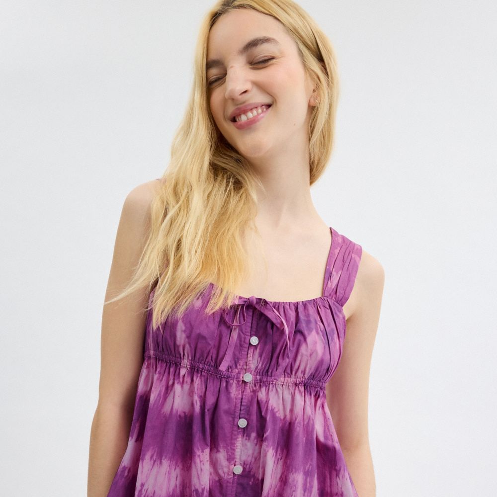 Coach Tie Dye Sleeveless Dress In Organic Cotton Purple | COH866069
