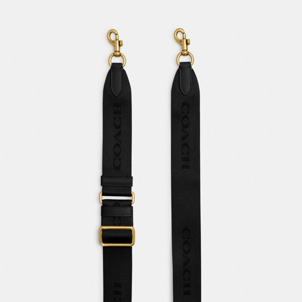 Coach Tonal Signature Webbing Strap Brass/Black | COH866431