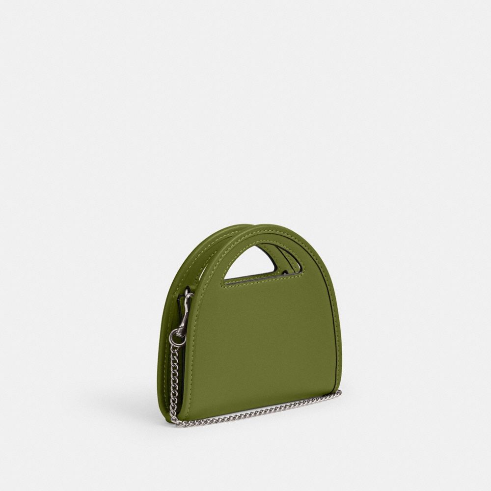 Coach Top Handle Card Case Silver/Dark Lime | COH865647