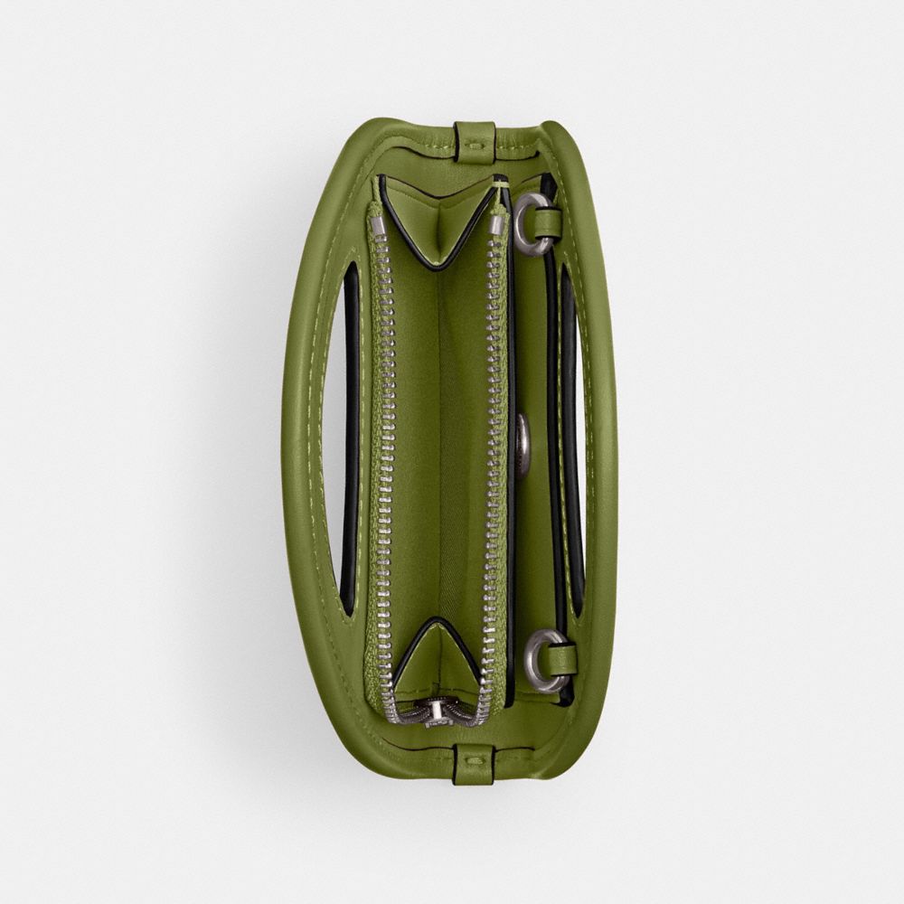 Coach Top Handle Card Case Silver/Dark Lime | COH865647