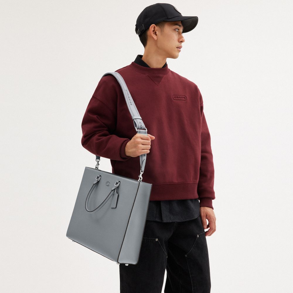 Coach Tote Bag 40 With Signature Canvas Grey Blue | COH866521