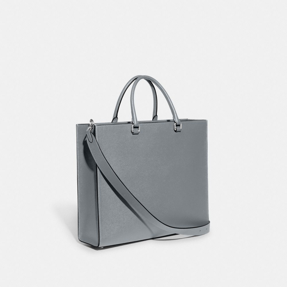 Coach Tote Bag 40 With Signature Canvas Grey Blue | COH866634