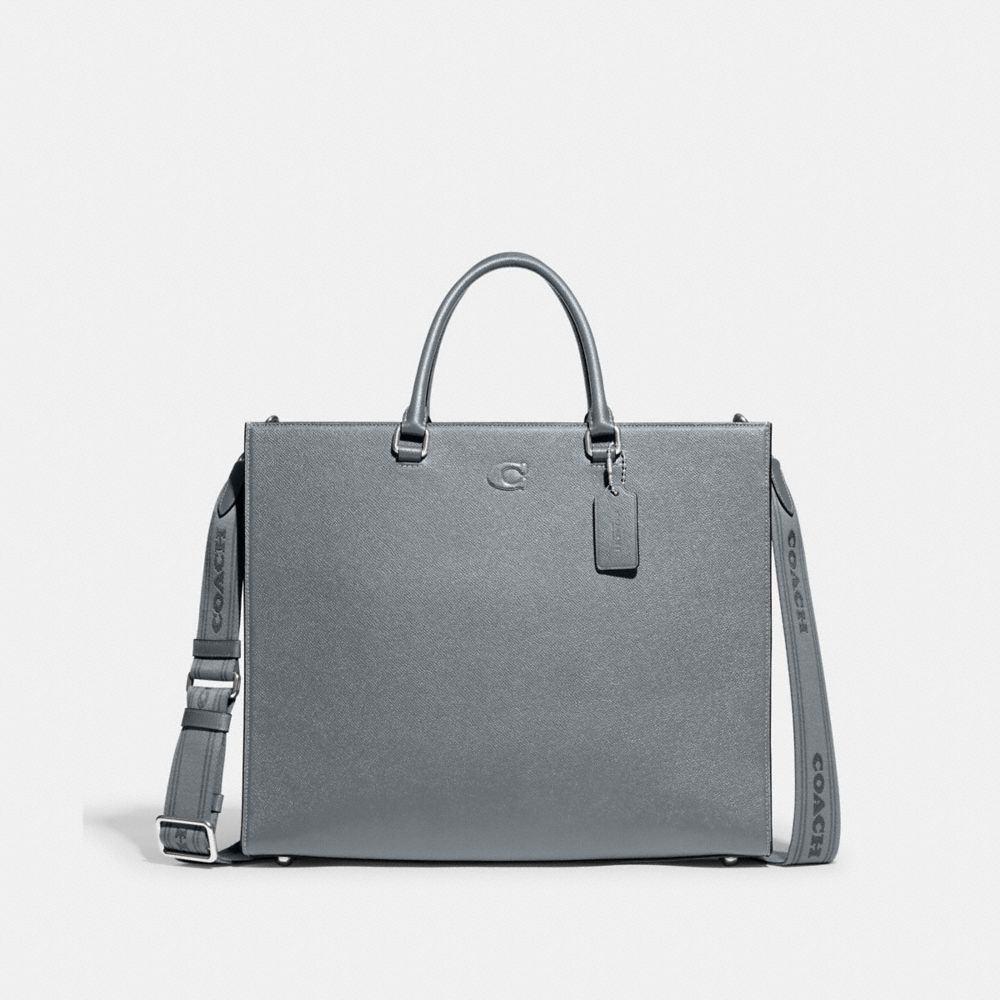 Coach Tote Bag 40 With Signature Canvas Grey Blue | COH866634