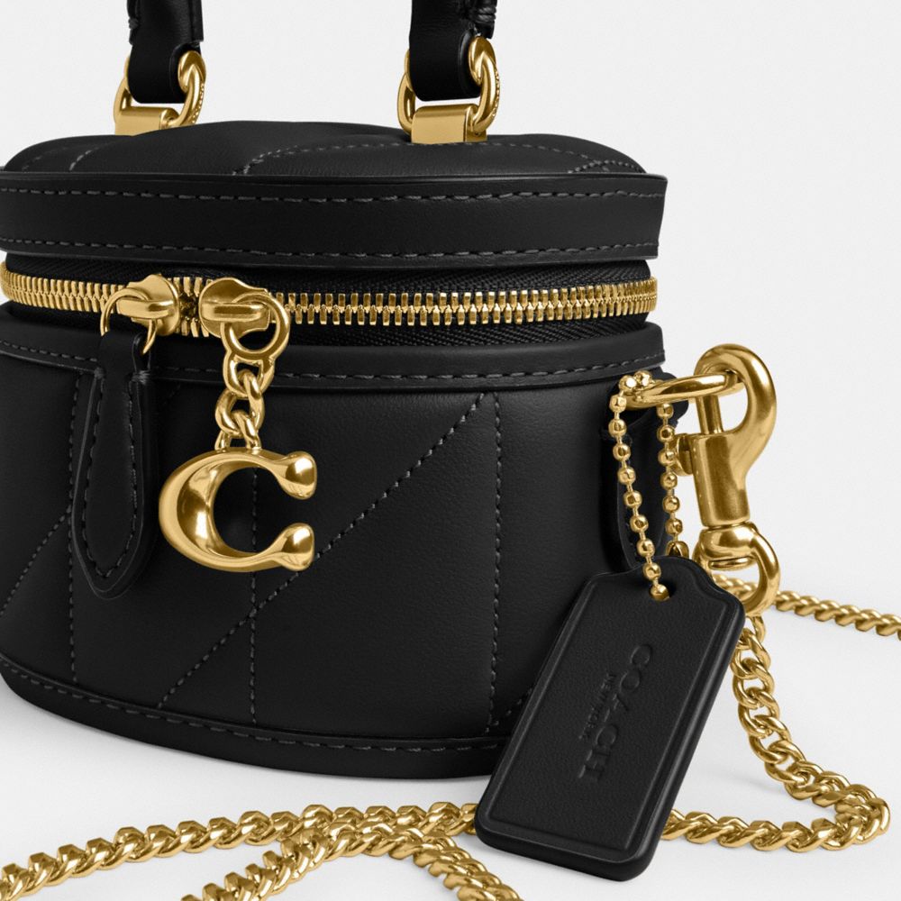 Coach Trail Crossbody Bag 12 With Pillow Quilting Nappa Leather/Brass/Black | COH865261