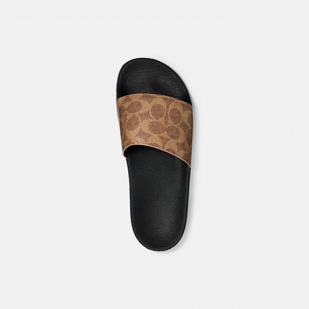 Coach Udele Sport Slide In Signature Canvas Signature Coated Canvas/Rubber/Tan | COH865855