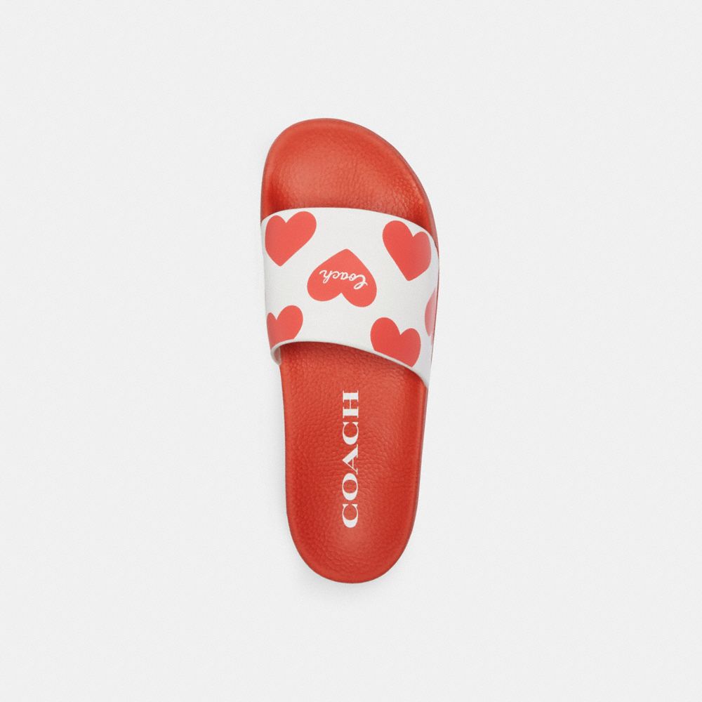 Coach Udele Sport Slide With Valentine'S Print Rubber/Chalk/Sport Red | COH865891