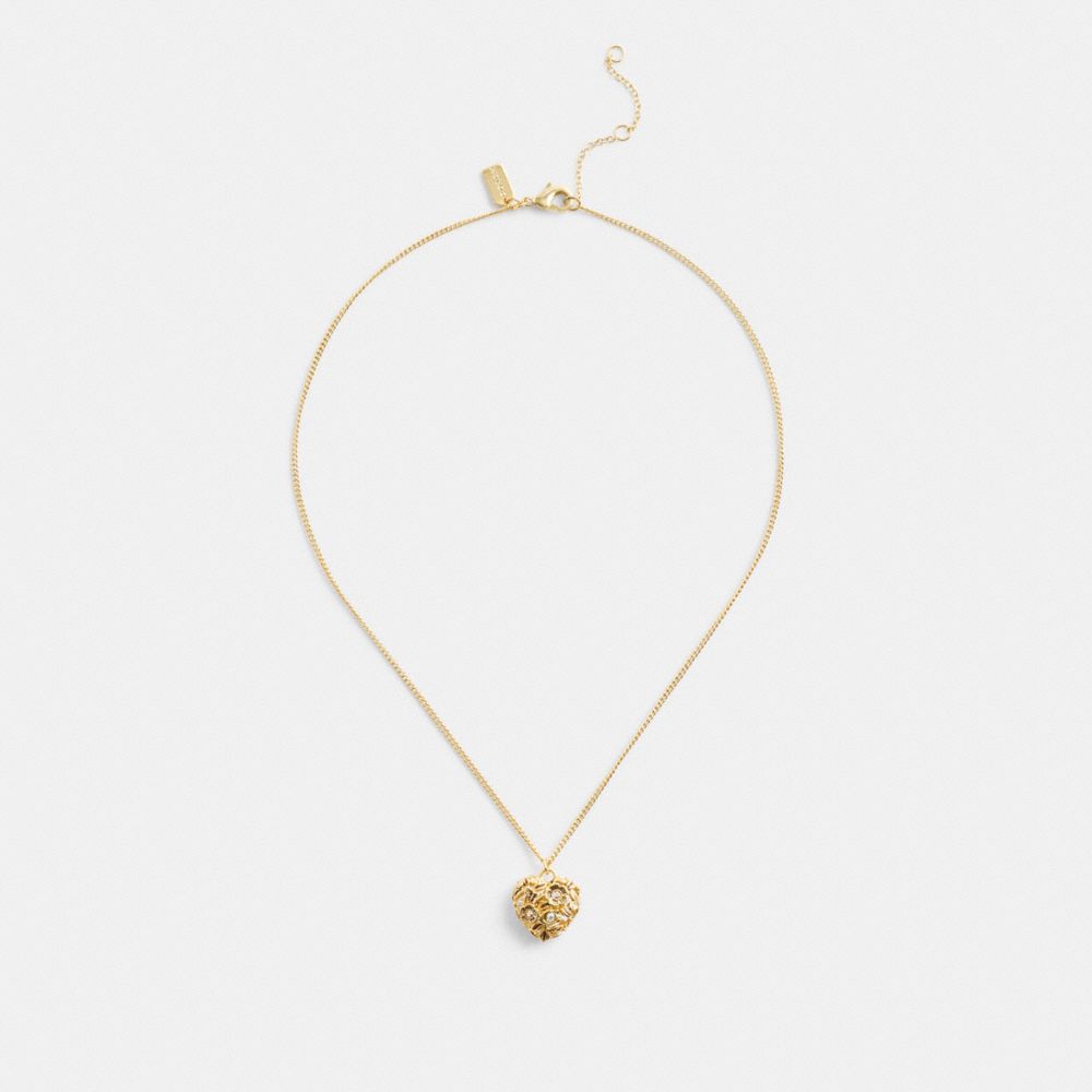 Coach Vintage Heart Pendant Necklace Gold | COH866174