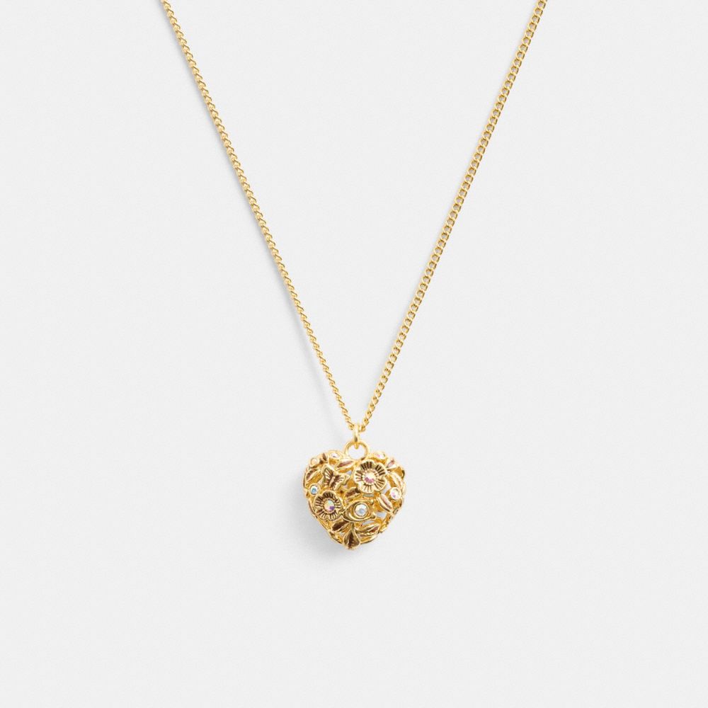 Coach Vintage Heart Pendant Necklace Gold | COH866174