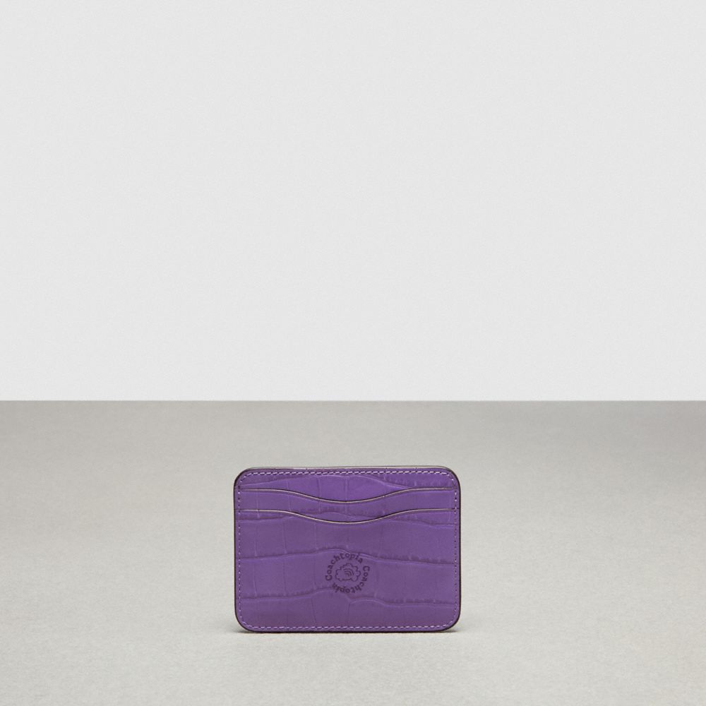 Coach Wavy Card Case In Croc Embossed Coachtopia Leather Iris | COH865543