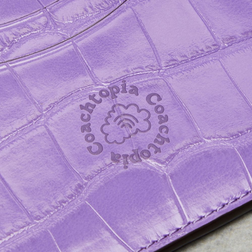 Coach Wavy Card Case In Croc Embossed Coachtopia Leather Iris | COH865543