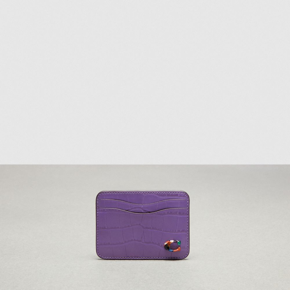 Coach Wavy Card Case In Croc Embossed Coachtopia Leather Iris | COH865543