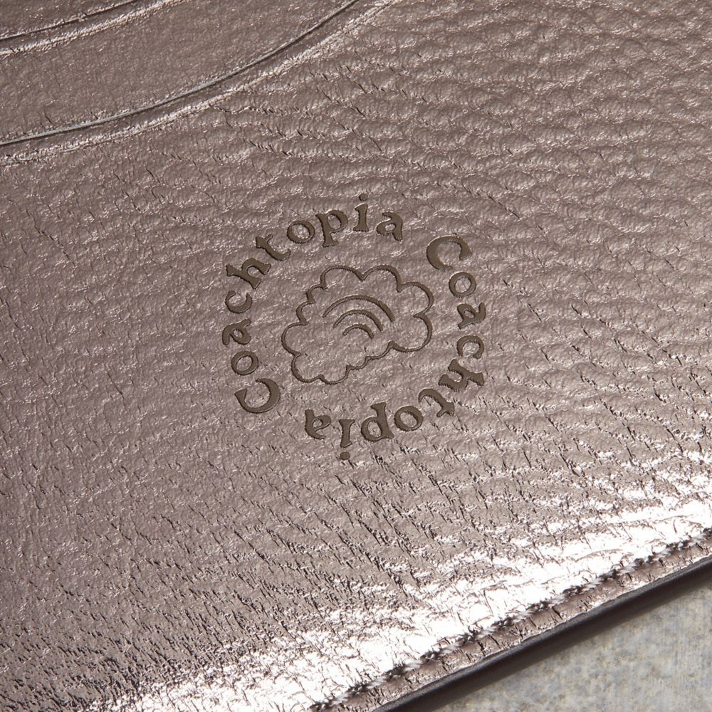 Coach Wavy Card Case In Metallic Coachtopia Leather Gunmetal Metallic | COH865564